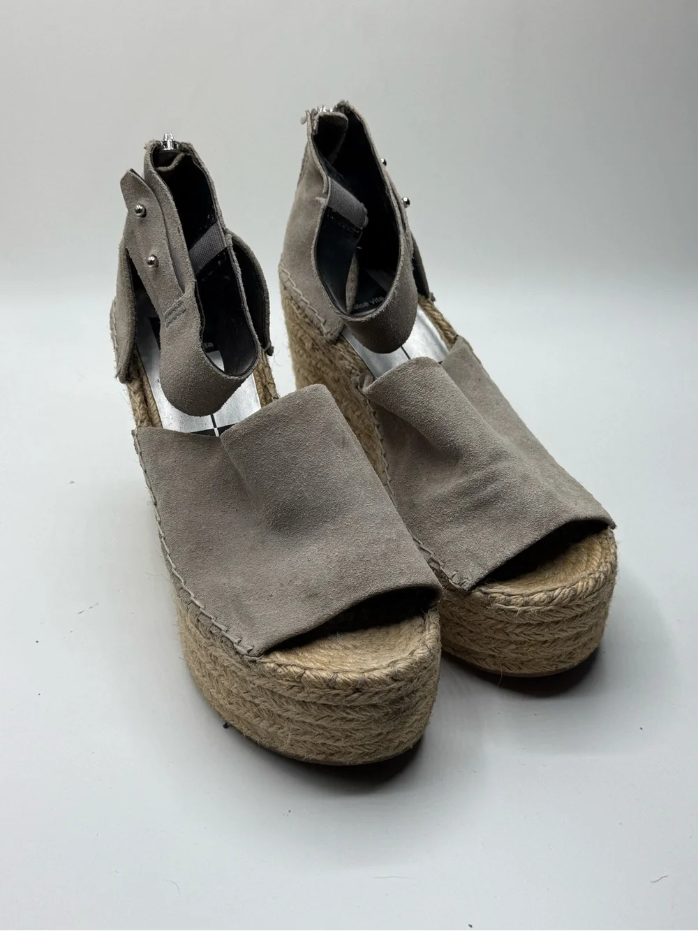 Dolce Vita Taupe Suede Espadrille Wedge Sandals